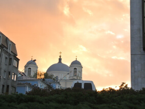 church on sunset